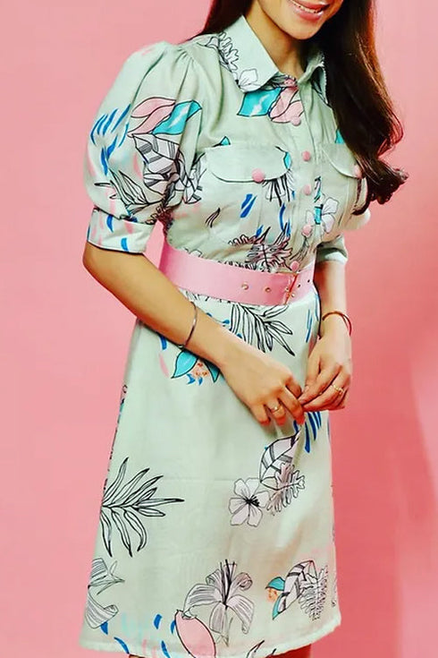 Tyra Abstract Print Dress With Belt